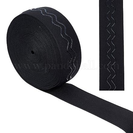 Gorgecraft 10ydsx 1.5 pulgadas negro antideslizante silicona banda elástica cinta ondulada cinta elástica carrete banda ondulada rollo cinta cintura plana para ropa pantalones cortos proyecto OCOR-WH0080-29B-1