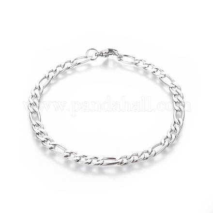 304 Stainless Steel Figaro Chain Bracelets BJEW-E369-11P-1
