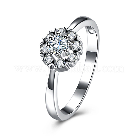 Alla moda rotonda e piatta 925 argento sterling anelli zirconi RJEW-BB16658-6-1