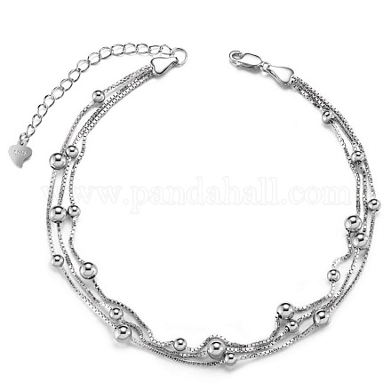 SHEGRACE Rhodium Plated 925 Sterling Silver Multi-strand Anklet JA87A-1