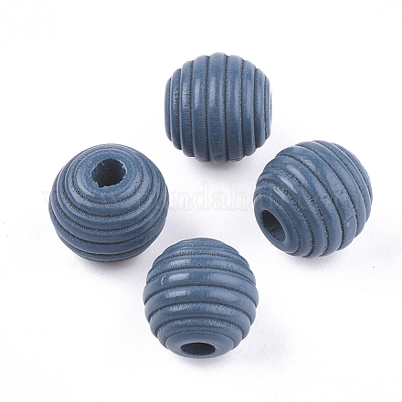 Painted Natural Wood Beehive Beads WOOD-S049-04A-03-1