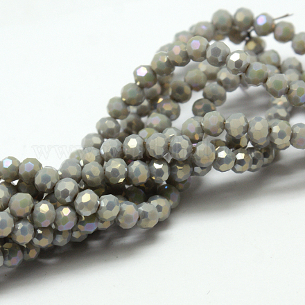 Round Full Rainbow Plated Imitation Jade Faceted(32 Facets) Electroplate Glass Beads Strands X-EGLA-J130-FR11-1
