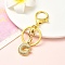 Brass Micro Pave Cubic Zirconia Keychain, with Iron Findings, Letter G, 8.8cm