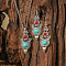 Bohemia Alloy & Acrylic Pendant Necklaces & Dangle Earrings Sets, Antique Silver, Oval, 390~450mm