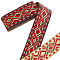 7M Ethnic Style Embroidery Polyester Ribbons, Jacquard Ribbon, Tyrolean Ribbon, Garment Accessories, Rhombus Pattern, Dark Red, 2 inch(50mm), about 7.66 Yards(7m)/pc