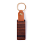 Wooden & Imitation Leather Pendant Keychain, with Iron Rings, Rectangle, 13cm