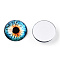 Glass Cabochons, Half Round with Eye, Light Sky Blue, 20x6.5mm