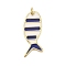 Rack Plating Brass Enamel Pendants, with Jump Ring, Long-Lasting Plated, Cadmium Free & Lead Free, Real 18K Gold Plated, Sardine Fish Charm, Black, 29x12x2mm, Hole: 3mm