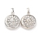 Brass Pendant Cabochon Settings, Flat Round with Sun Charms, Rack Plating, Lasting Plated, Cadmium Free & Lead Free, Platinum, Tray: 21.5mm, 28x23.5x11mm, Hole: 8x5mm