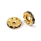 Brass Rhinestone Spacer Beads, Grade A, Wavy Edge, Golden Metal Color, Rondelle, Tanzanite, 12x4mm, Hole: 2.5mm