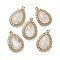 Natural Quartz Crystal Faceted Teardrop Pendants, Rack Plating Brass Micro Pave Clear Cubic Zirconia Rock Crystal Drop Charms, Golden, 25x16.5x5.5mm, Hole: 1.4mm