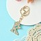 Golden Alloy Rhinestone Keychain, with Alloy Clasp and Iron Rings, Letter K, 10cm, Pendant: 43mm