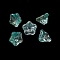 Transparent Glass Beads, Petunia, with Gold Powder, Medium Turquoise, 9x9x6mm, Hole: 1.4mm