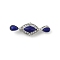 Brass Micro Pave Cubic Zirconia & Optimized Lapis Box Clasps, Oval, Platinum, 28mm