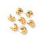 Brass Crimp Bead Cover, Rack Plating, Long-Lasting Plated, Cadmium Free & Lead Free, Real 24K Gold Plated, 5x4x3mm, Hole: 2mm