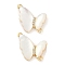 Brass Micro Pave Cubic Zirconia Pendants, with Shell , Butterfly Charms, Real 18K Gold Plated, 16x16x4mm, Hole: 1.2mm