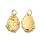 Rack Plating Eco-Friendly Brass Micro Pave Cubic Zirconia Pendants, with Jump Ring, Long-Lasting Plated, Lead Free & Cadmium Free, Oval with Flower & Word Charm, Real 18K Gold Plated, 17x12x2.5mm, Hole: 3.5mm