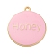 Alloy Enamel Pendants, Golden, Word Honey, Flat Round, 33.5x30x2.5mm, Hole: 2.5mm
