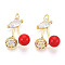 Brass Micro Pave Cubic Zirconia Pendants, with Enamel, Cherry, with Jump Ring, Real 18K Gold Plated, 23x17x9mm, Hole: 3mm