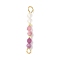 Faceted Round Natural Quartz Crystal & Ruby & Pink Tourmaline Beaded Connector Charms, with Brass and 304 Stainless Steel Findings, Golden, 26.5x3.5mm, Hole: 1.8mm