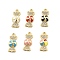Brass Micro Pave Cubic Zirconia Pendants, Candy Charms, with Shell, Lead Free & Cadmium Free, Long-Lasting Plated, Mixed Color, 14.5x6x3mm, Hole: 1.2mm