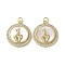 Gesture Theme Brass Micro Pave Cubic Zirconia Pendants, with Shell, Flat Round, Real 18K Gold Plated, 21.5x19x4mm, Hole: 3mm