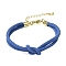 3MM Round Nylon Braided Cord Bracelet Making, Knot, with Golden 202 Stainless Steel Lobster Clasp & Brass Finding, Cornflower Blue, 6.69x0.39 inch(17x1cm)