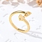 Brass Cuff Rings for Women, Letter, Letter H, Inner Diameter: 15.6mm