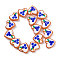 Handmade Heart Lampwork Beads Strands, Blueberry, White, 24~25x24~25x11mm, Hole: 1.4mm, about 15pcs/strand, 14.2''(36cm)