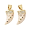 Brass Micro Pave Colorful Cubic Zirconia Enamel Pendants, Horn, Cadmium Free & Lead Free, Long-Lasting Plated, Rack Plating, Real 18K Gold Plated, 16x12x4.5mm, Hole: 4x3.5mm