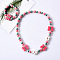 Plastic & Wood Beaded Necklaces & Beaded Bracelets Sets, Kid Jewelry Sets, Butterfly, 450mm & 140mm