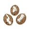 Brass Pave Rhinestone Pendants, Oval Charms with Natural Freshwater Pearl, Long-Lasting Plated, Golden, 41~41.5x29~29.5x9.5~10.5mm, Hole: 1.6mm