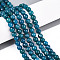 Dyed Natural White Jade Beads Strands, Round, Faceted, Steel Blue, 5.5~6.2mm, Hole: 1mm, about 65~66pcs/strand, 14.76~15.16''(37.5~38.5cm)