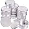 BENECREAT 12 Pcs 80ml Aluminum Tin Jars, Round Aluminum Tin Cans Cosmetic Containers with Screw Cap Lid for DIY Crafts Travel Storage-Platinum