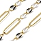 304 Stainless Steel Enamel Figaro Chains, Soldered, with Spool, Ion Plating(IP), Real 18K Gold Plated, White, 20x5x1mm