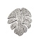 304 Stainless Steel Pendants, Textured, Leaf Charms, Antique Silver, 30.5x25x1mm, Hole: 1.6mm