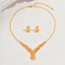 Elegant Alloy Hollow Flower Earrings & Necklace Sets for Women Wedding Party, Golden