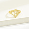 Brass Alphabet Adjustable Rings for Women, with Heart, Letter Y, 17mm, US Size 6 1/4(16.7mm)