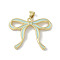 Brass Pendants, with Enamel, Bowknot Charm, Real 18K Gold Plated, Pale Turquoise, 21.5x28x3.5mm, Hole: 5x3mm