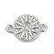 Brass Micro Pave Clear Cubic Zirconia Sun Connector Charms, Flat Round Links, Platinum, 13x9x2mm, Hole: 1.2mm