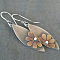 Alloy Dangle Earrings, Leaf with Flower, BurlyWood, 45mm