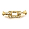 925 Sterling Silver Micro Pave Clear Cubic Zirconia Fold Over Clasps, Rectangle, Real 18K Gold Plated, 19mm