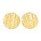 Ion Plating(IP) 304 Stainless Steel Pendants, Textured, Flat Round Charm, Real 18K Gold Plated, 30x29x2mm, Hole: 2mm