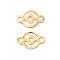 Brass Connector Charms, Ring with Heart, Cadmium Free & Lead Free, Real 24K Gold Plated, 5x8x0.5mm, Hole: 1mm