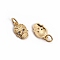 Golden Plated Brass Micro Pave Cubic Zirconia Charms, with Jump Rings, Sugar Skull, Blue, 12.5x7.5x1.5mm, Hole: 3.5mm