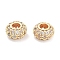 Brass with Cubic Zirconia Bead, Flat Round, Clear, Real 18K Gold Plated, 8x4.5mm, Hole: 3.2mm