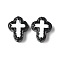 Baking Paint Glass Enamel Beads, Hand Drawn Beads, Cross, Black, 14.5x11.5x4mm, Hole: 1mm