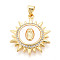 Brass Micro Pave Clear Cubic Zirconia Pendants, with Shell, Sun & Virgin Mary, Real 18K Gold Plated, 25x21.5x4mm, Hole: 5x3.5mm