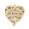 Brass Micro Pave Clear Cubic Zirconia Heart Connector Charms, Rack Plating, Long-Lasting Plated, Lead Free & Cadmium Free, Real 18K Gold Plated, 20x18x4mm, Hole: 1.2mm