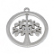Non-Tarnish 201 Stainless Steel Pendants, Flat Round with Tree of Life, Stainless Steel Color, 22x20x1mm, Hole: 2mm